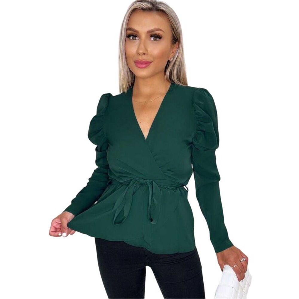 AX Paris Womens/Ladies Belted Puff Sleeve Wrap Top / Teal
